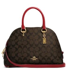 CRTFD Authentic Coach Katy Satchel 1941 Monogram with Red Detail NWOT